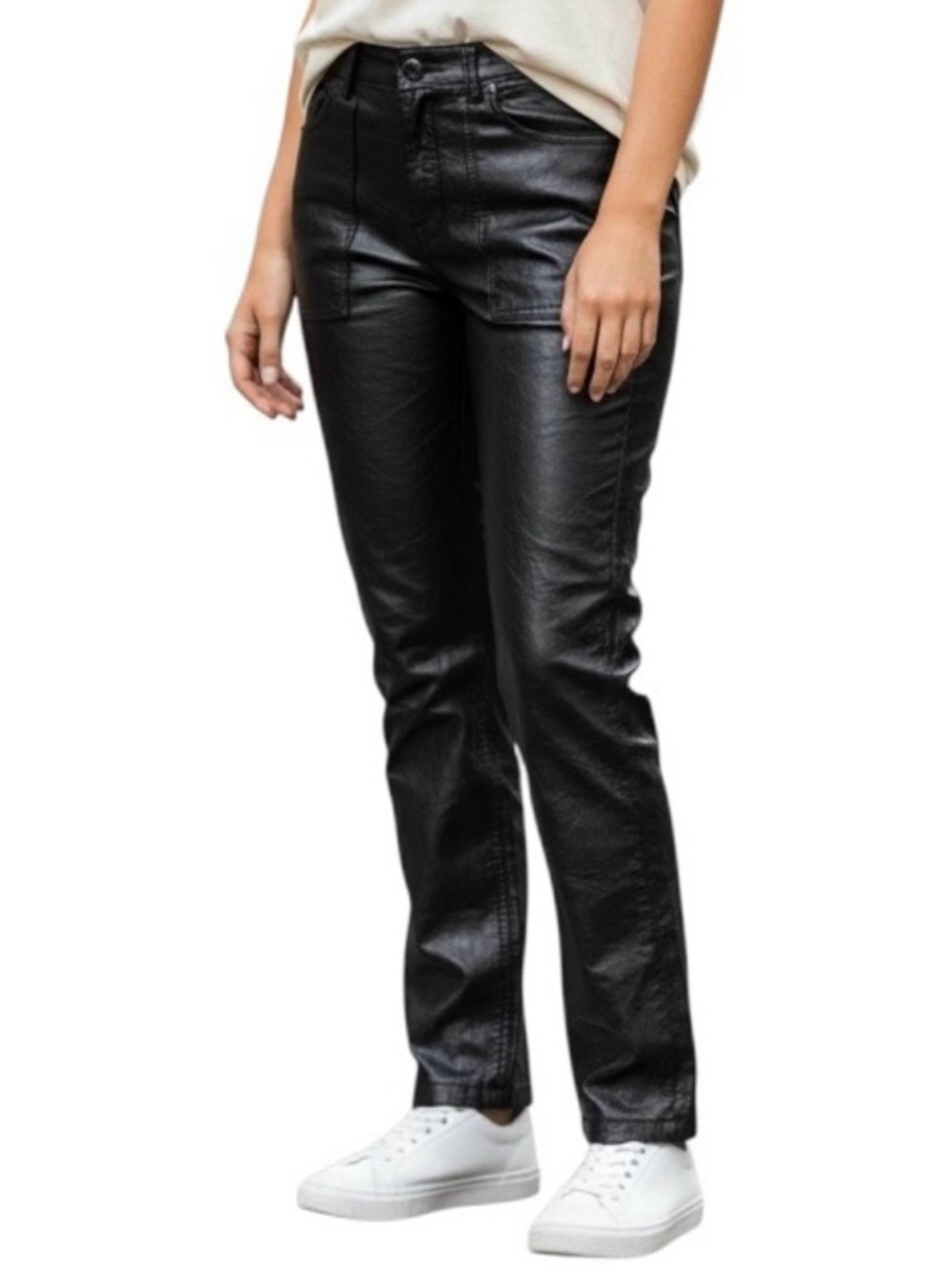 Vintage Gap Leather Pants Womens 4 Black Original Fit Straight Leg Y2K 2000